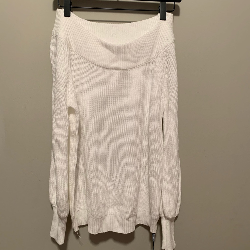 White off the shoulder sweater
